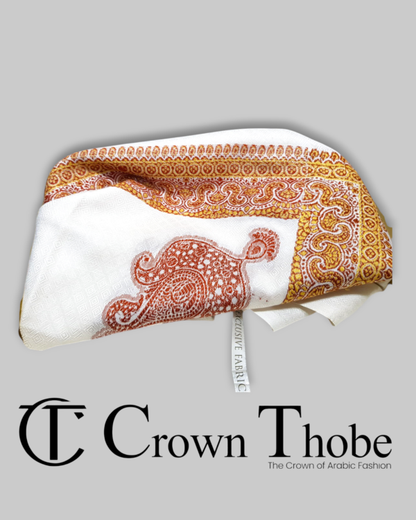Luxury Embroidered Arabic Shemagh – White & Gold Ghutra with Traditional Design | Premium Islamic Headwear